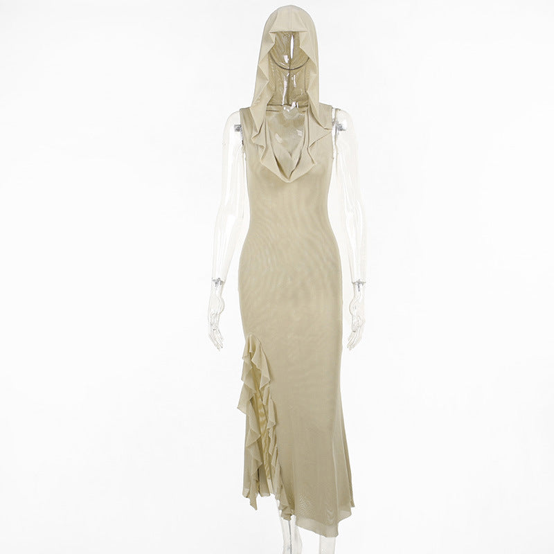 Sand Dune Waste Hat Pocket Design Solid Color Dress