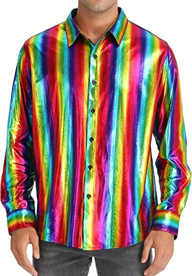 Men's Formal Solid Color Casual Sequin Button-up Shirt