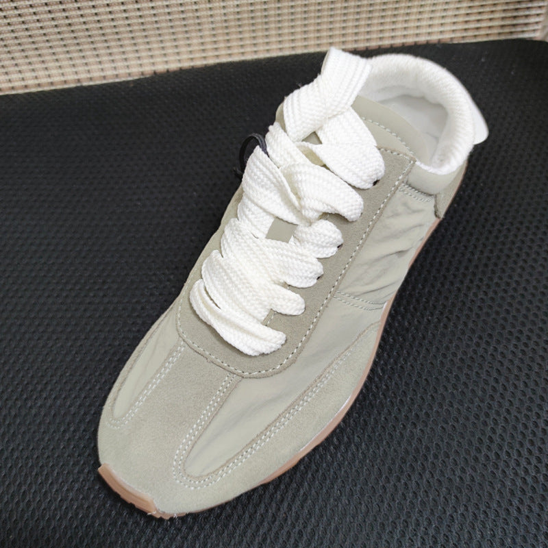 New Dad Shoes Beige Stitching Soft Retro