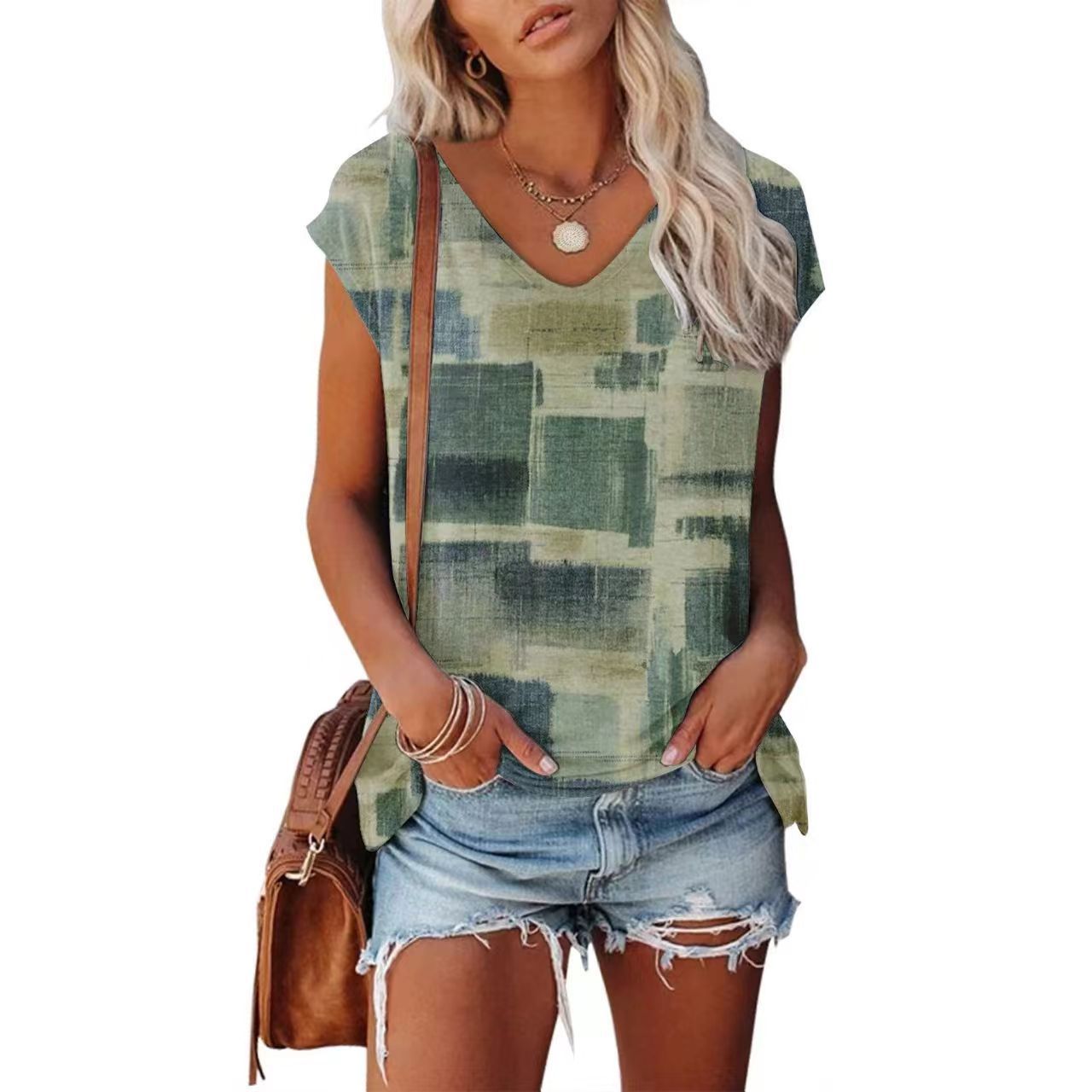 Women's 3D Digital Printing Sleeveless Multi-color Top