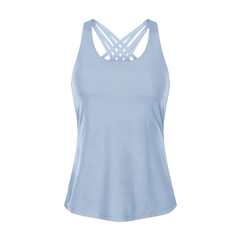 Sports Yoga Vest Women's Push-up Running Blouse Loose Workout Clothes