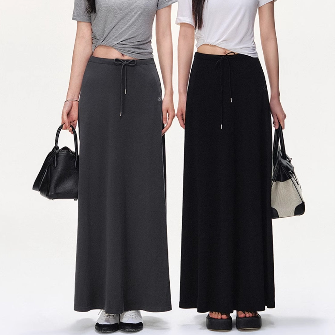 Skirt Women's Drawstring Leisure Skirt Line Long Umbrella