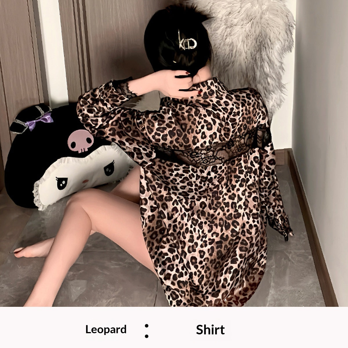 Ziqu Womens Plus-Size Lace Fake Two-Piece Pajama Set