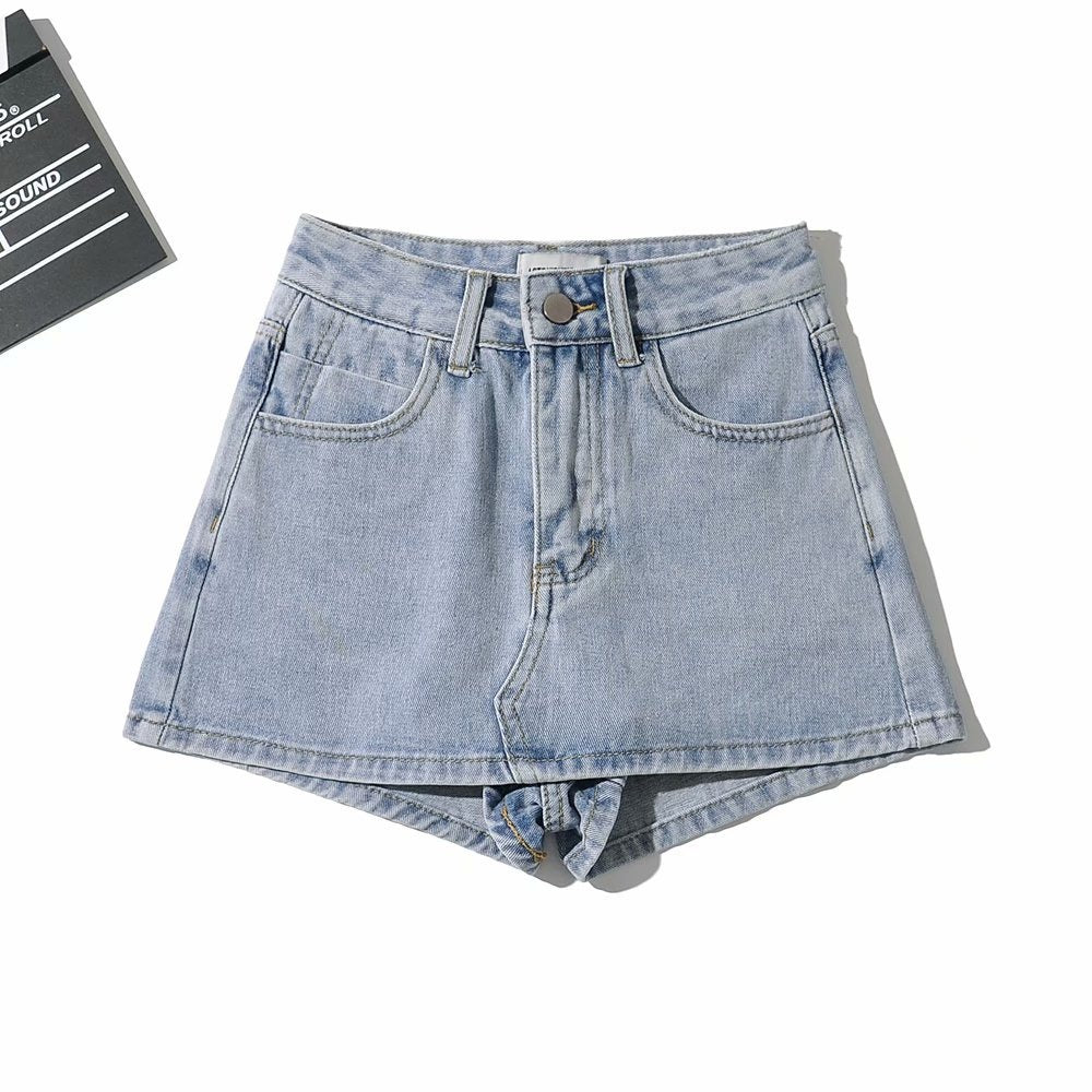 Sheath Ultra Short Denim Skirted Leggings Anti-exposure Underpants Denim European And American