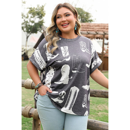 Loose Slim Fit Plus Size Round Neck Short Sleeve T-shirt