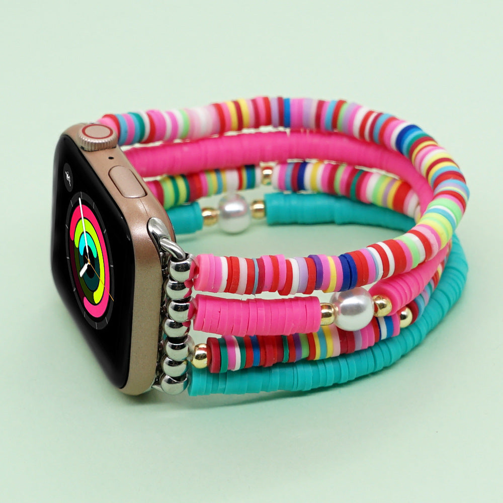 Boho Rainbow Clay Watch Strap Male Interface