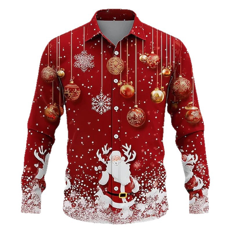 Christmas Men's Snowflake Tie 3D Print Shirt