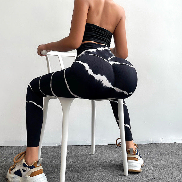 Tie-Dye High Waist Stretch Fitness Cropped Pants