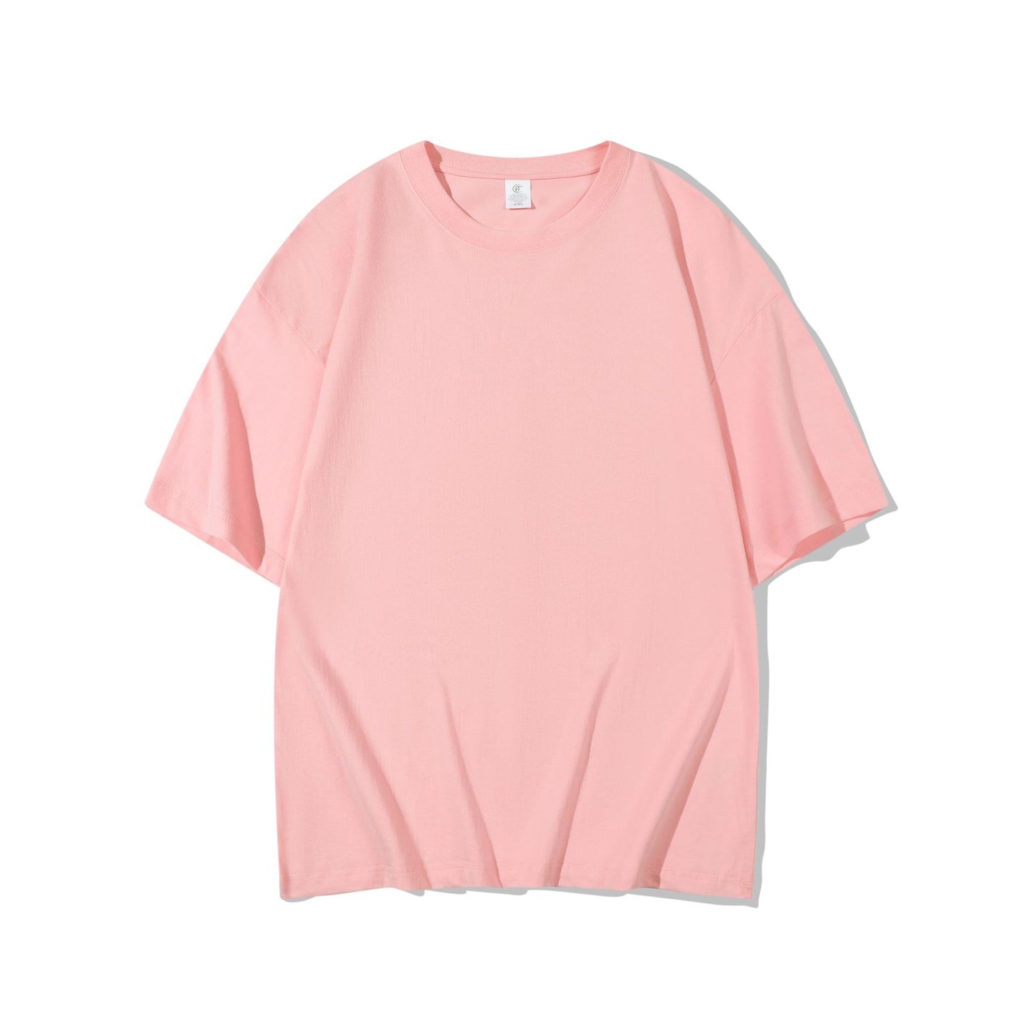 T-shirt i bomuld til mænd, 220g kraftig, ensfarvet, rund hals, korte ærmer