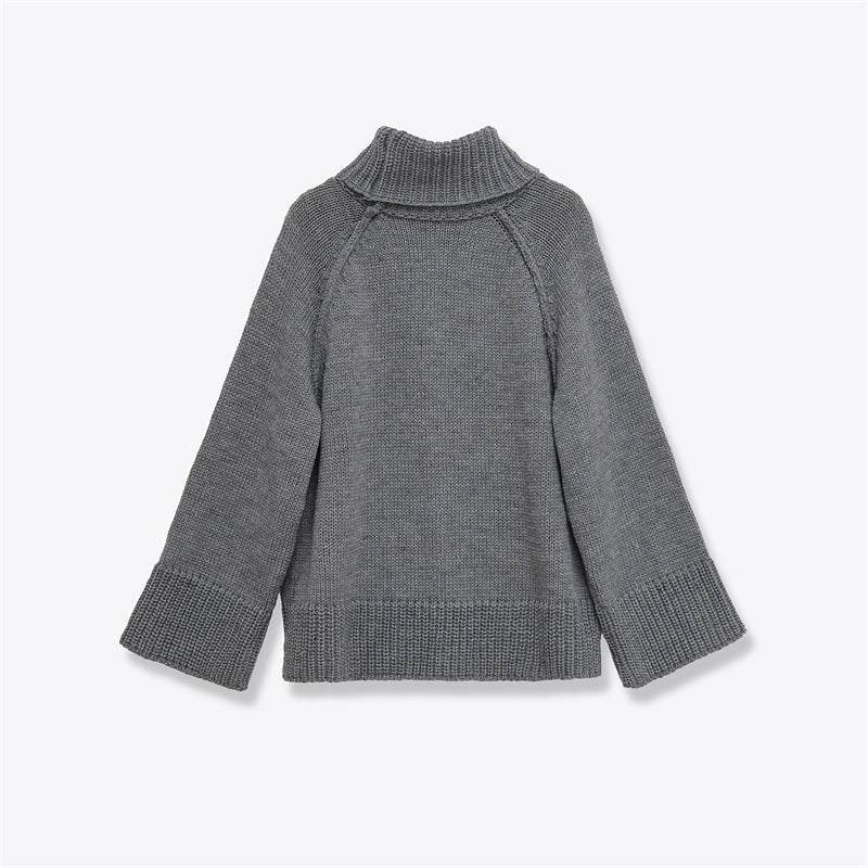 Women's Casual Loose Stand-neck Knit Sweater