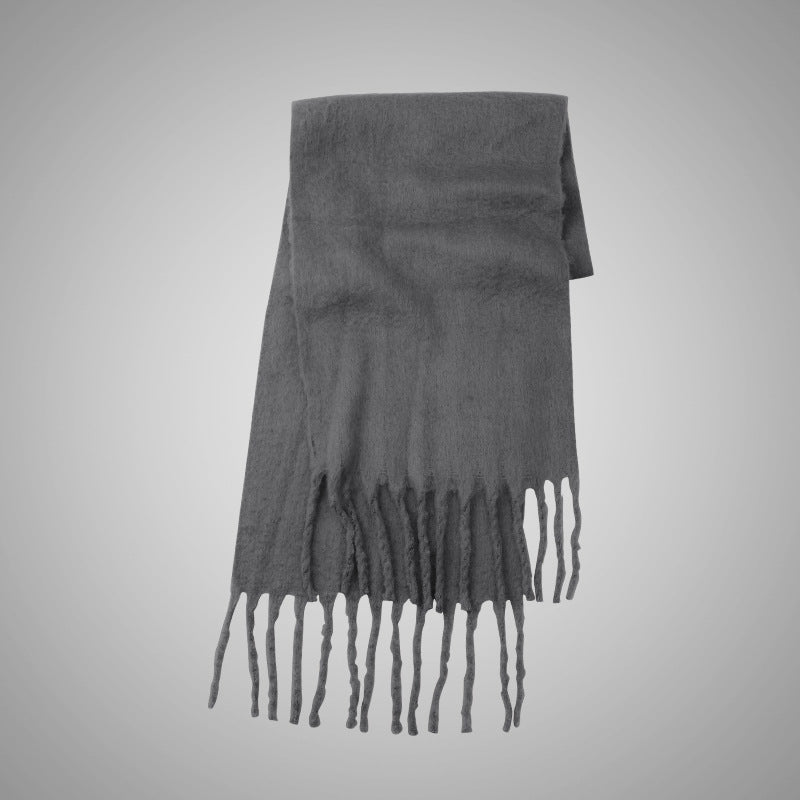 Mohair Casual Stil Blød Fluffy Ensfarvet Varmt Tørklæde