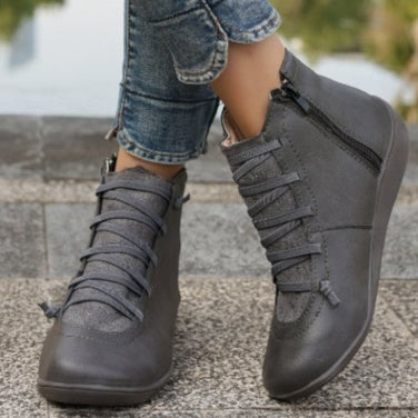 Women's Plus Size Flat Side Zipper Short Fashion Boots