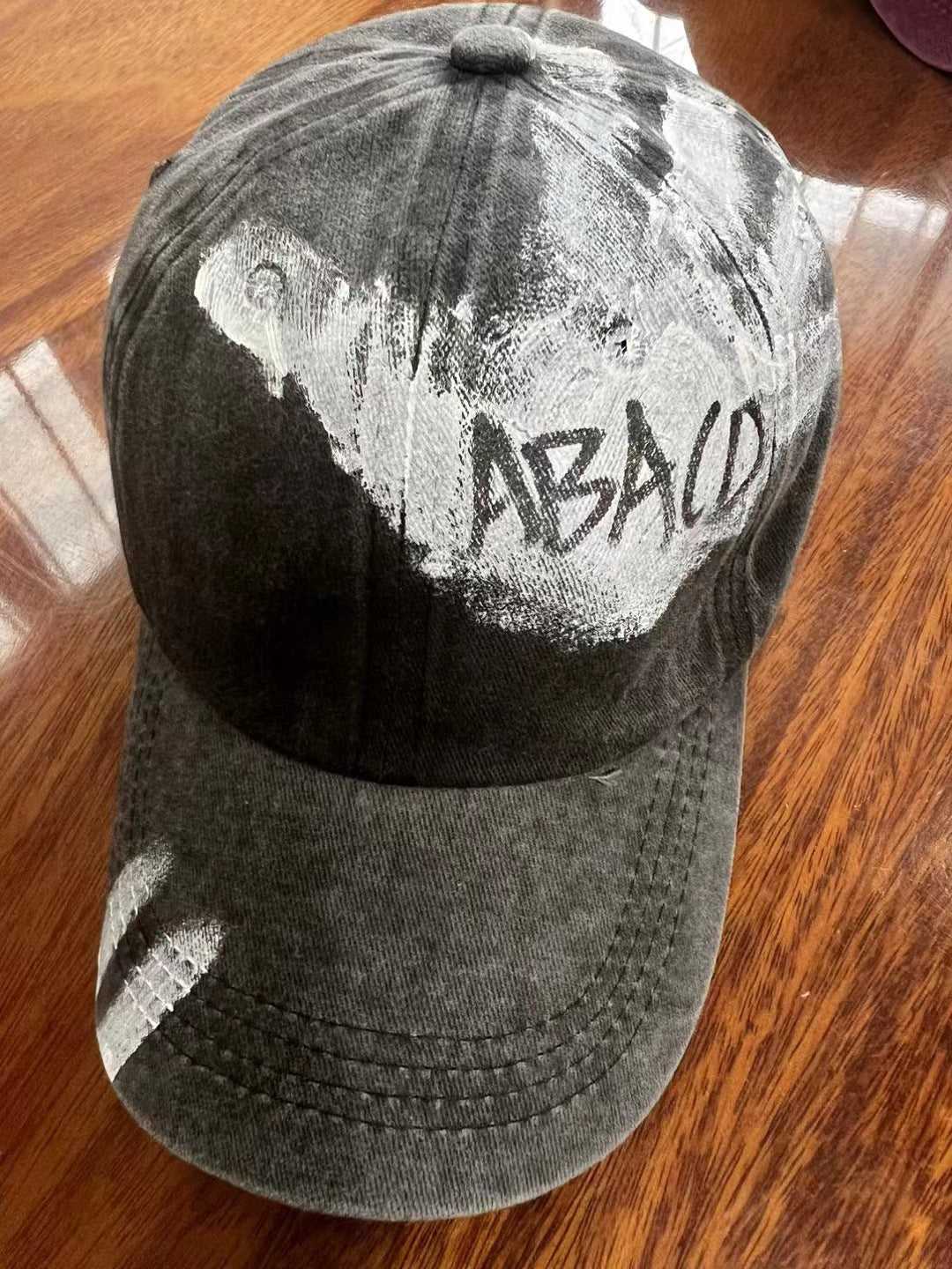 Korean Style Graffiti ABACD English Letters Retro Washed Baseball Cap Female Soft Top Trendy