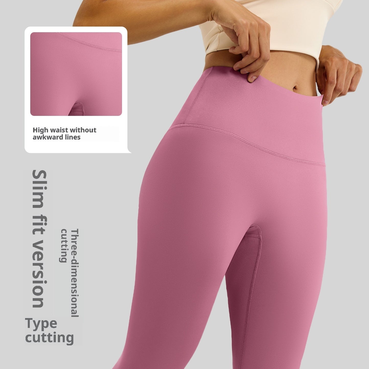 Peach High Waist Hip Lift Stretch Nude Feel Outerwear