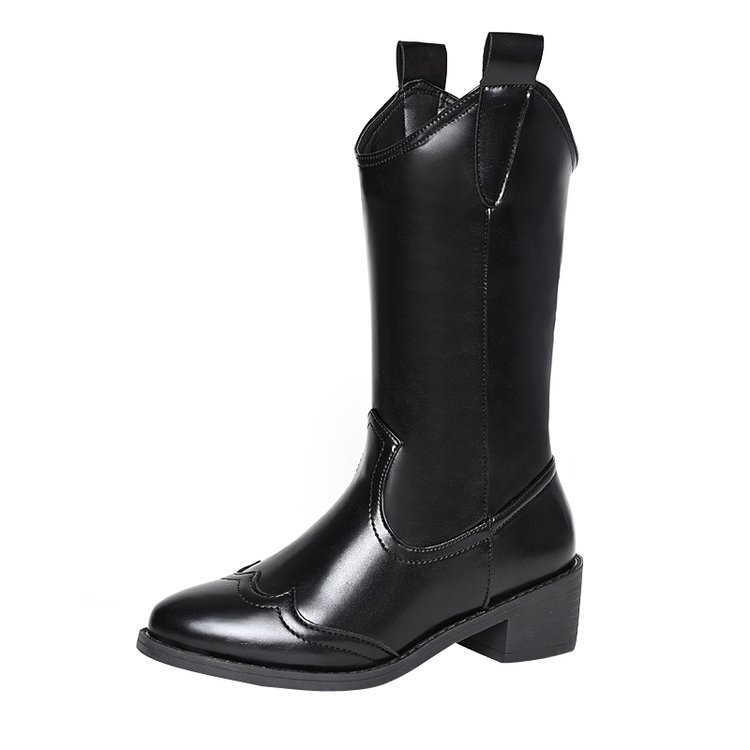 Women's Pointed Toe Sleeve Chunky Heel Fashion Martin Boots