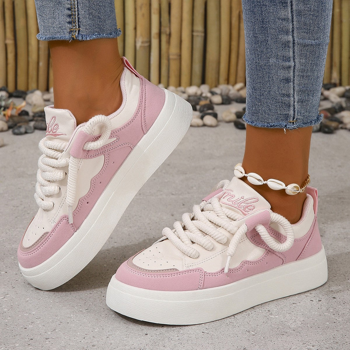 Large Size White Shoes Female Student Platform