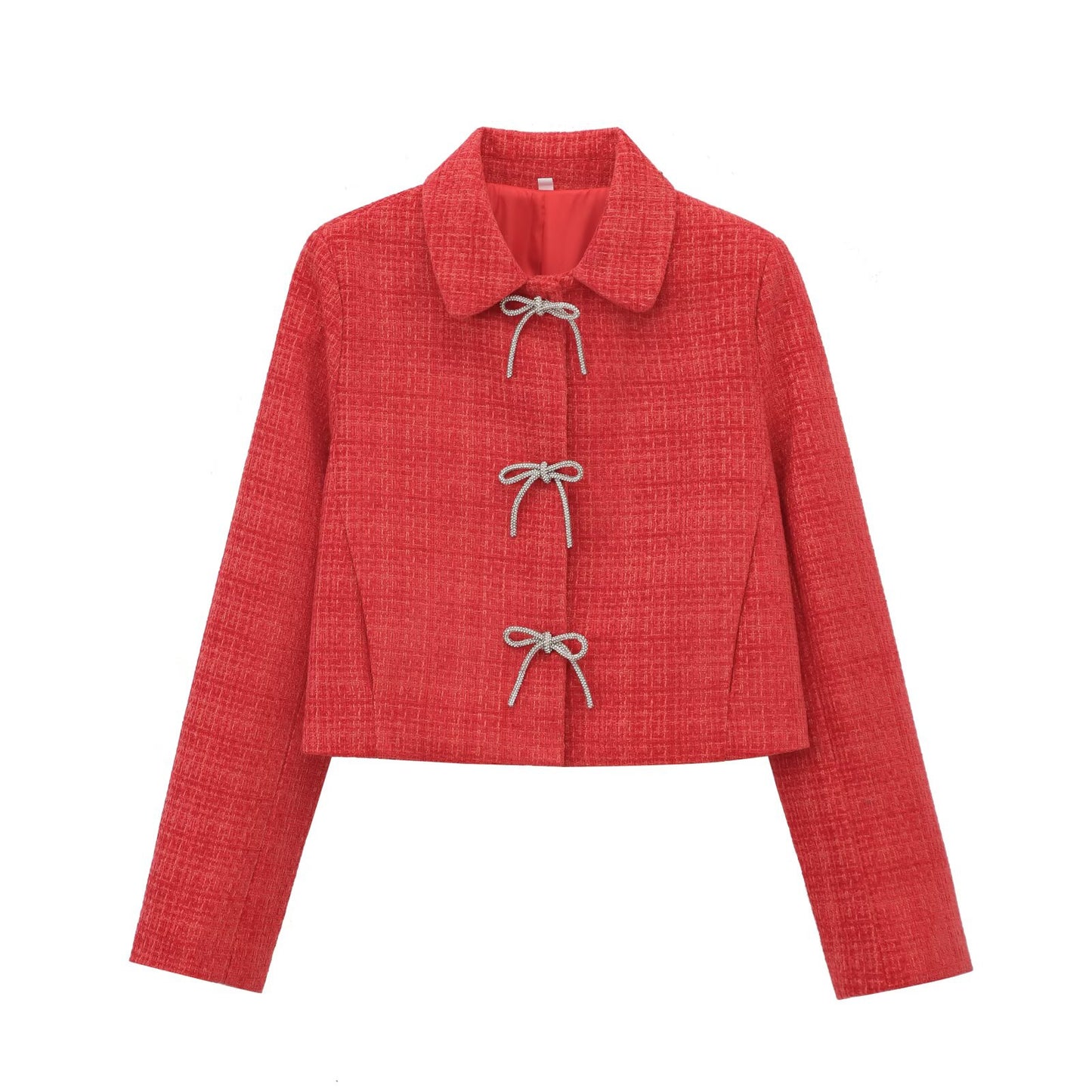Graceful And Fashionable Round Neck Single-breasted Solid Color Coat