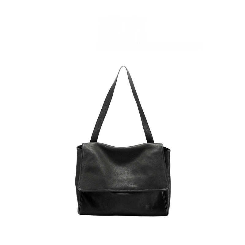 Retro Easy Matching Commuter Large Capacity Top Layer Vegetable Tanning Cattle Leather Bag