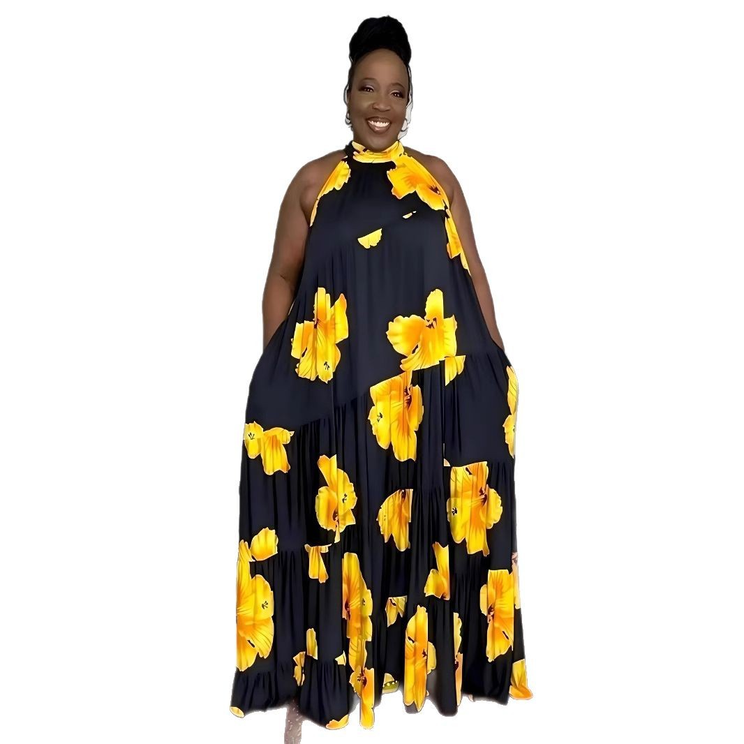 Womens Plus-Size Sleeveless Swing Dress With Pockets In A Casual Style