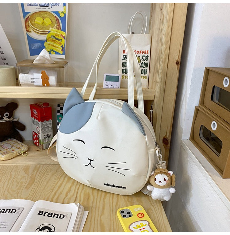 Dame Skuldertaske Ny Personlig Mode Håndtaske Tegneserie Kat Messenger Taske Kvindelig Japansk Lærredstaske
