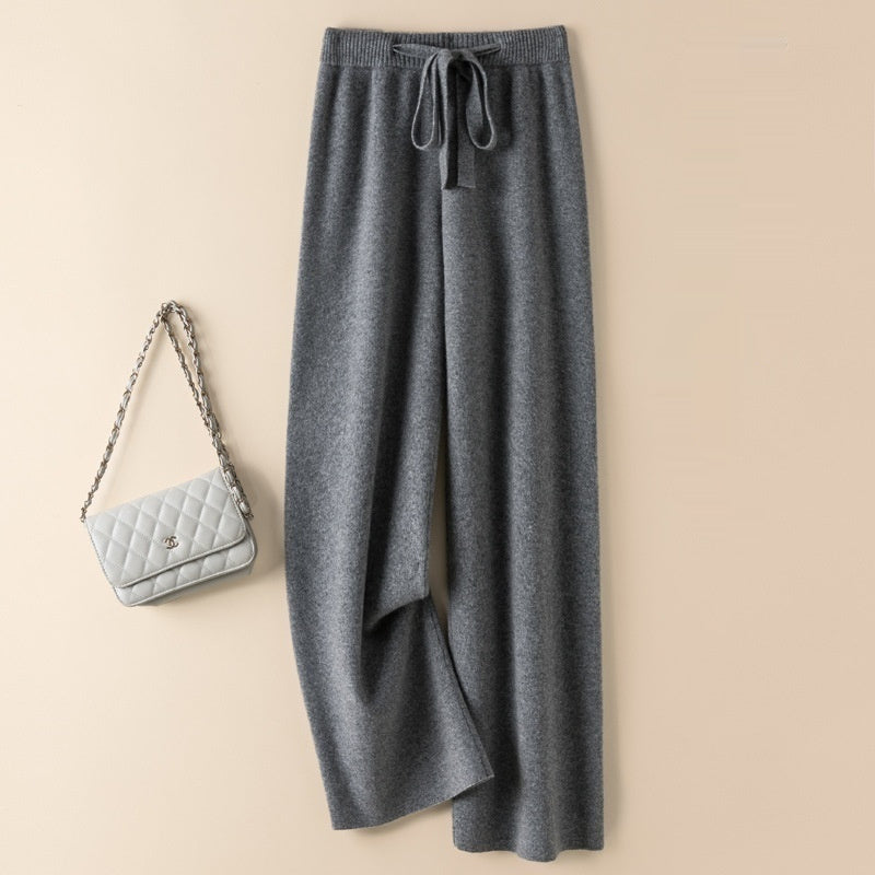 Thick Wool Wide Leg High Waist Drooping Mop Pants
