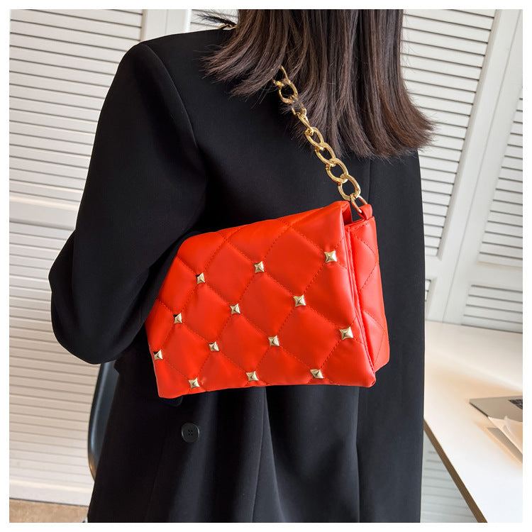 Rivet Chain Bag Textured Portable Shoulder Small