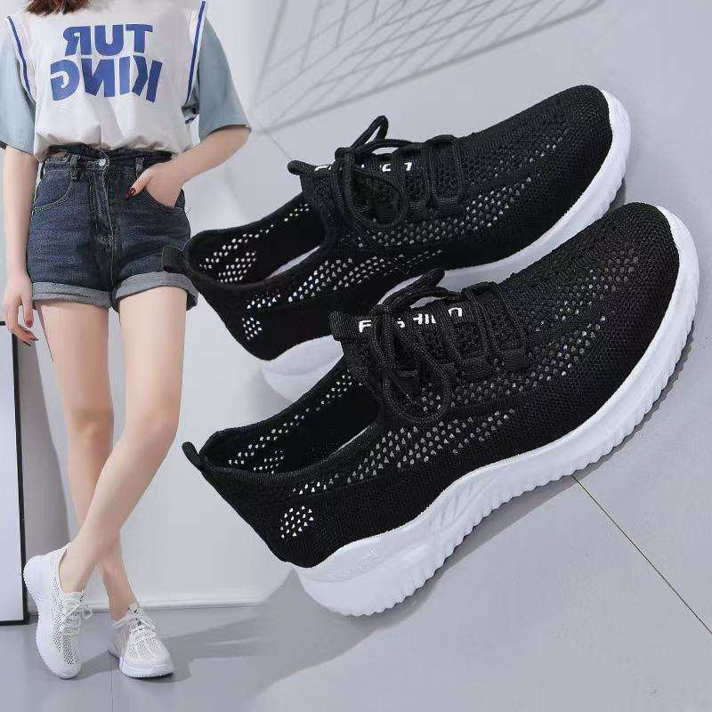 Flyknit Mesh Breathable Cushioned Soft-soled Athletic Shoes