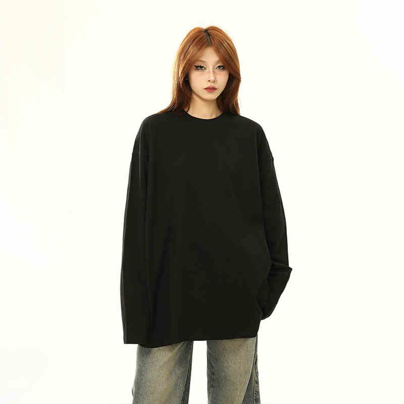 Pure Cotton Long Sleeve 300g Heavy Base Shirt Solid Color T-shirt