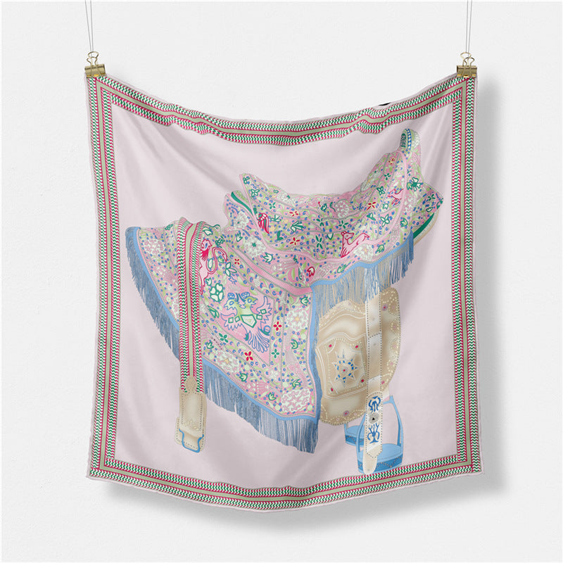 Fashion Simple Print Twill Versatile Temperament Silk Scarf