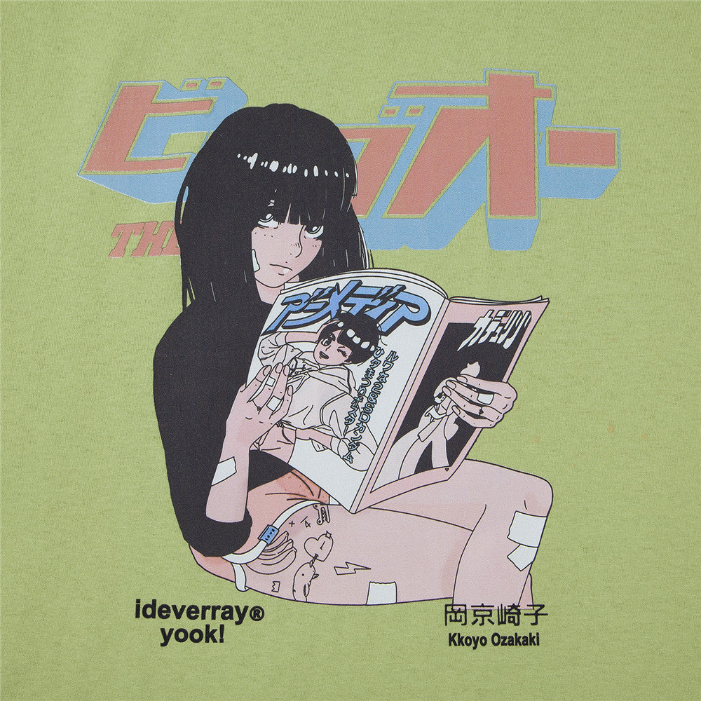 Loose Crew Neck Cartoon Print Short Sleeves