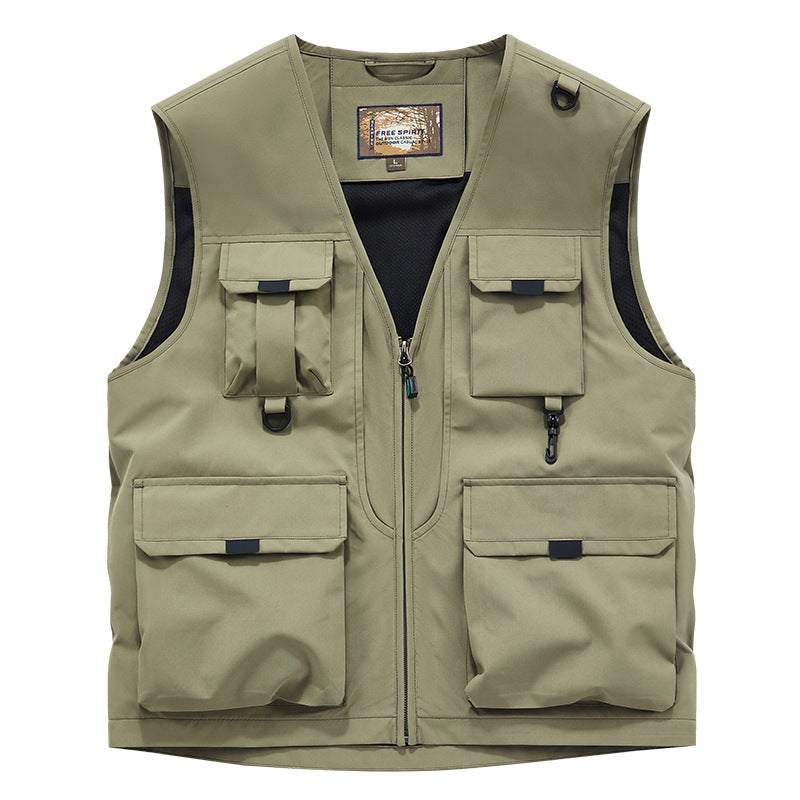 Frock Vest Men's Coat Fishing Multi-pocket Vest