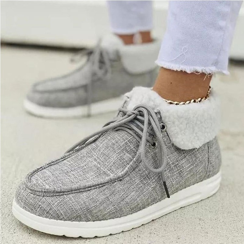 Round Toe Grey Even Size Everyday Solid Colour Spot Cotton Shoes