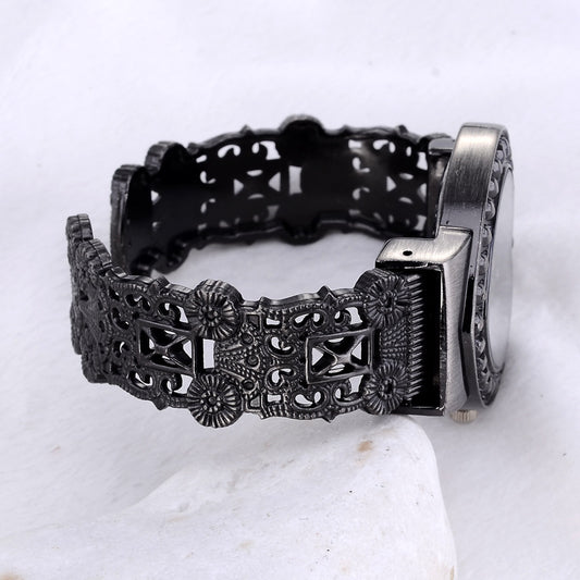 Peach Heart Full Diamond Girls Bracelet Quartz Watch