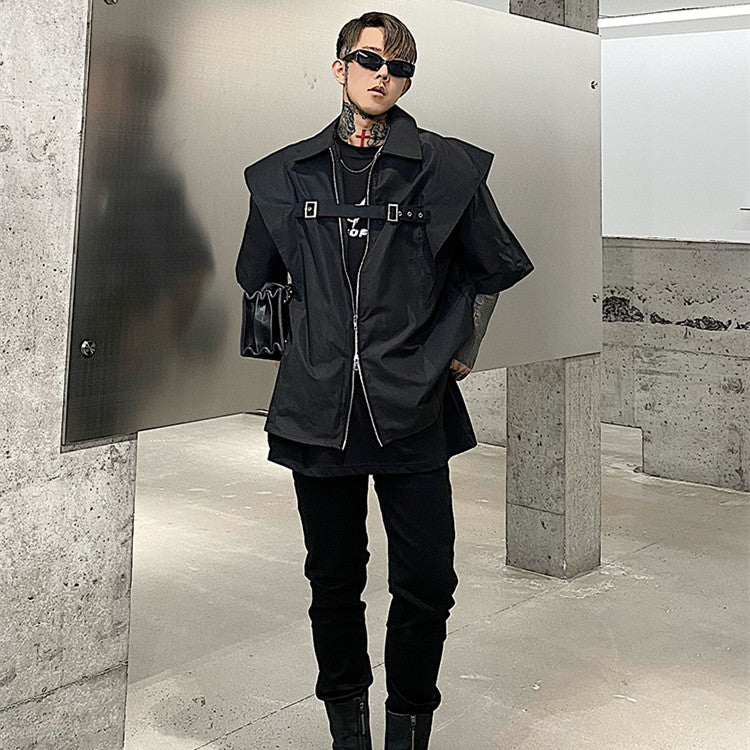 Men's Design Double Zip Sleeveless Jacket Top