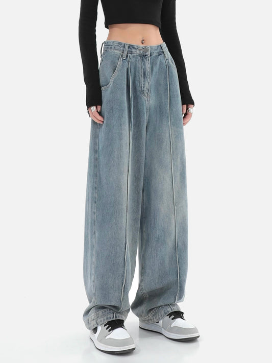 High Waist And Thin Design Sense High Street Mopping Straight Pants Ins Tide