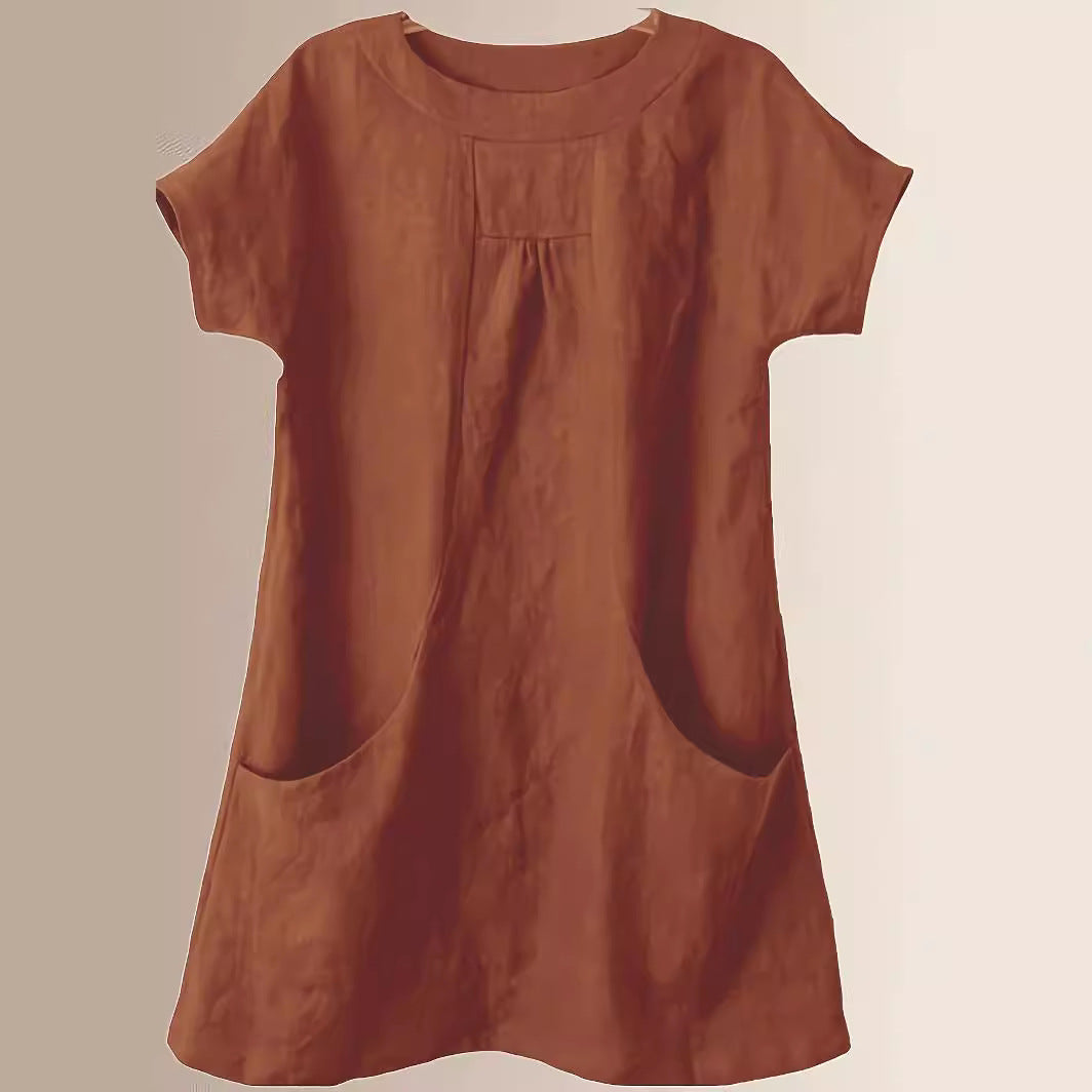 Women's Cotton Round Neck Pocket Shirt
