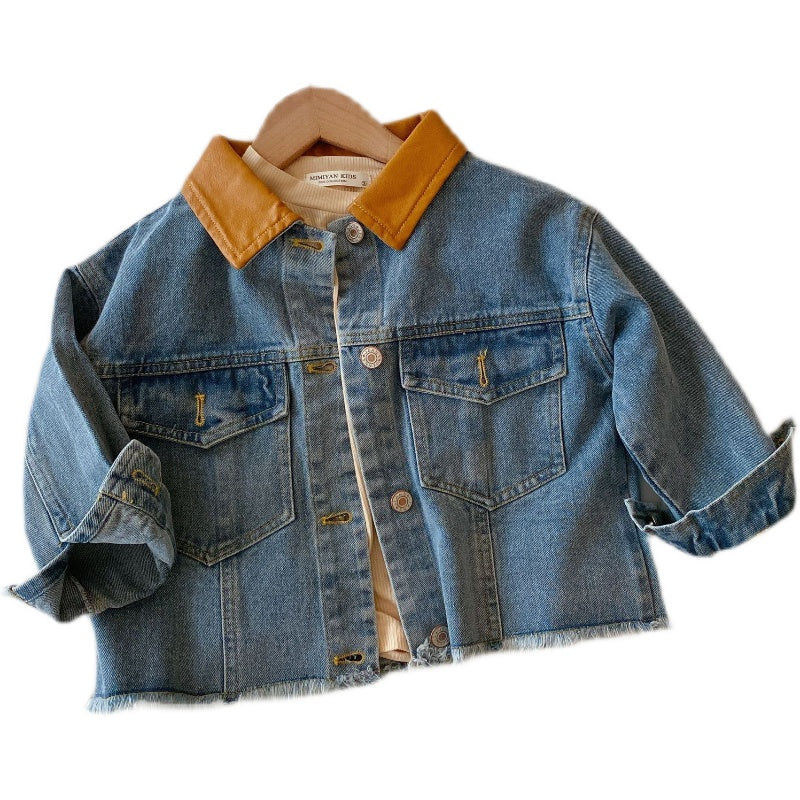 Children's Stitching Denim Jacket Boys And Girls All-match Cardigan Top