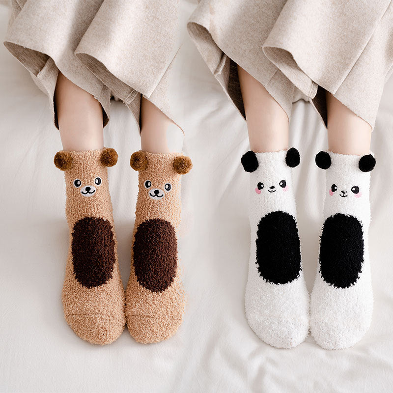 Coral Fleece Warm Socks Women's Cartoon Thickening