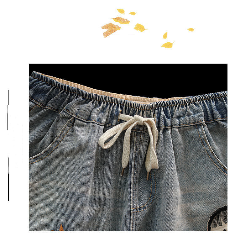 Alsidige shorts med elastiktalje, broderede huller og brede ben i vintage-stil