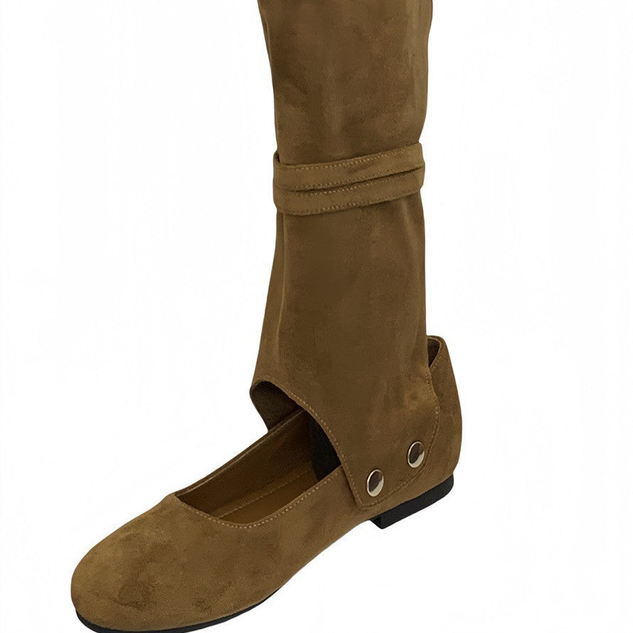 Niche Design Two-way Pants Brushed Hollow-out Mid-calf Length Loose Socks Boots