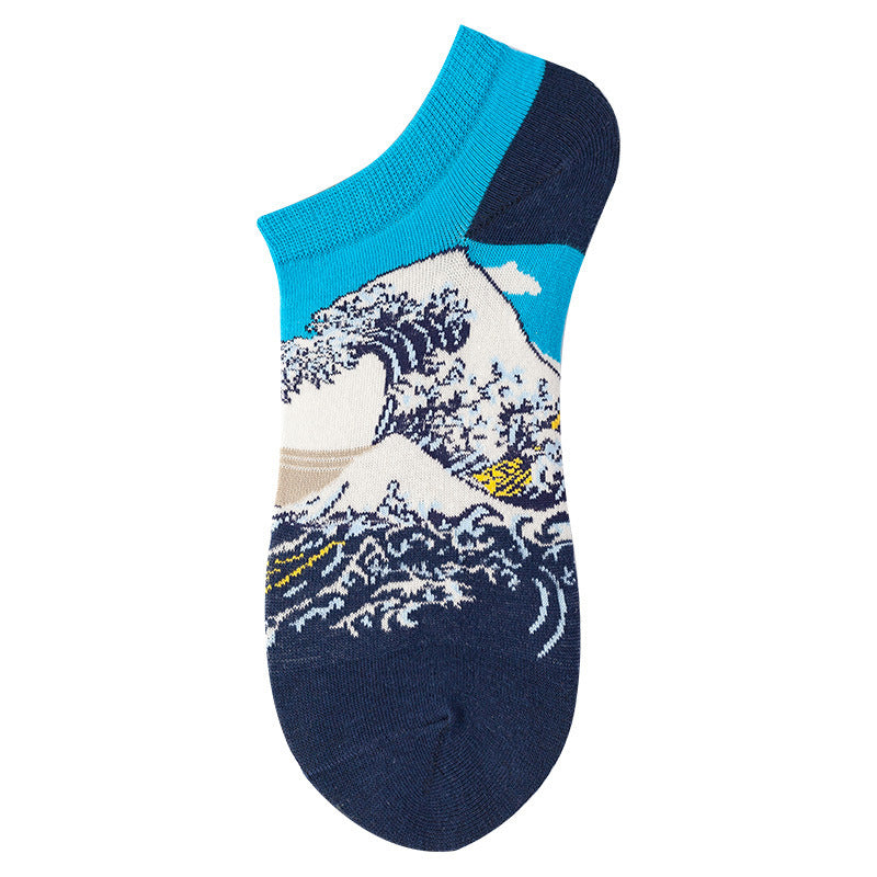 Women's Shallow Mouth Oil Painting Avocado Socks