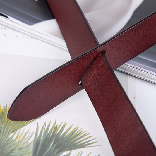 Casual No Buckle Knotted First Layer Leather Ladies Belt