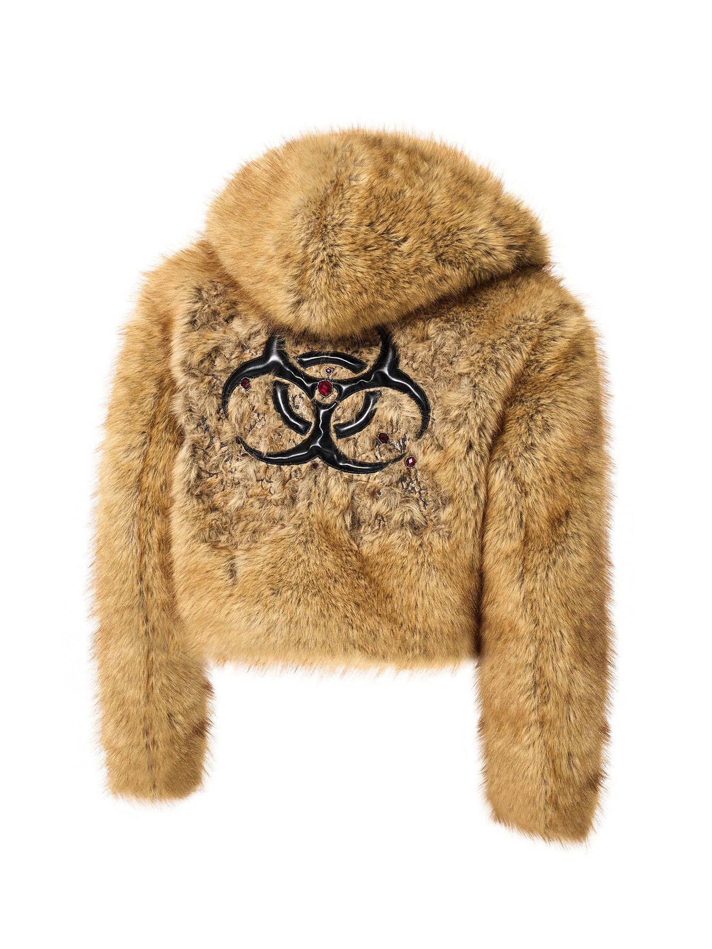 Mens Quilted Thickened Warm Faux Mink Fur Hooded Coat