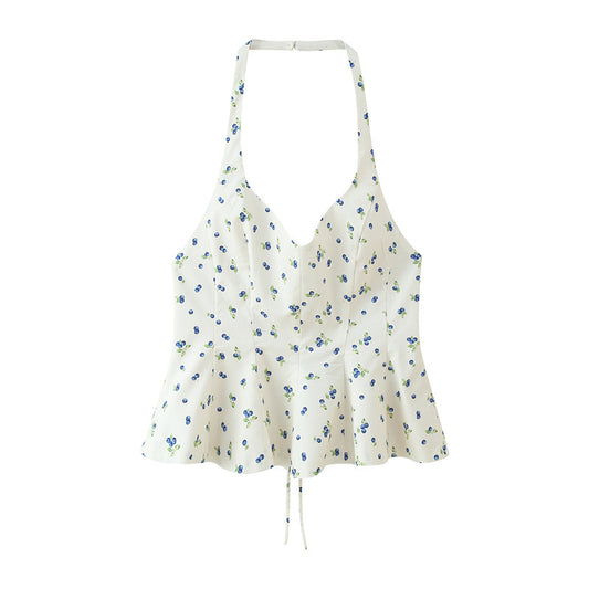 New Summer Flower Print Top Sling