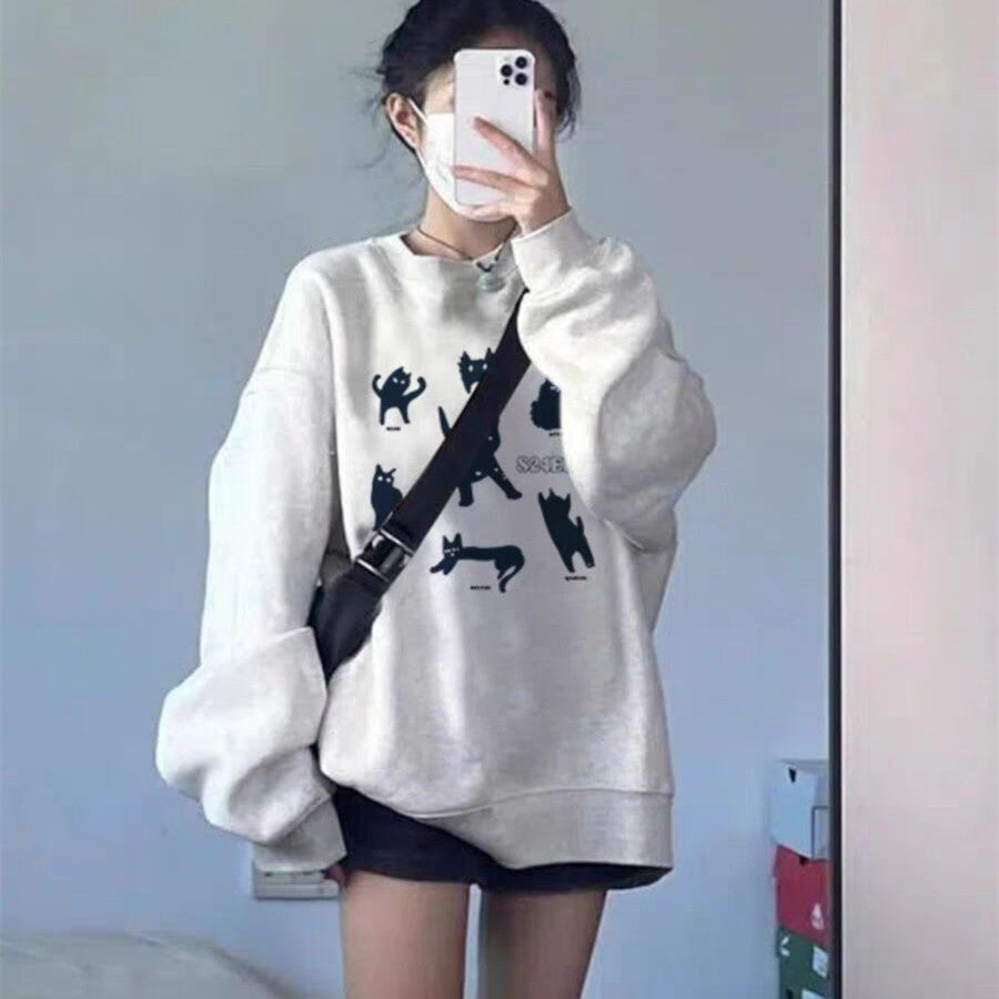 Round Neck All-matching Sweater Loose Long Sleeve Thin Top