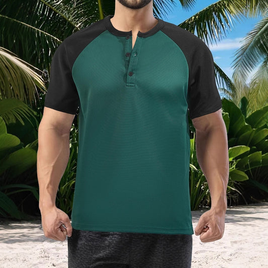 Men's Moisture-wicking Loose Color-block Short Sleeve Shirt