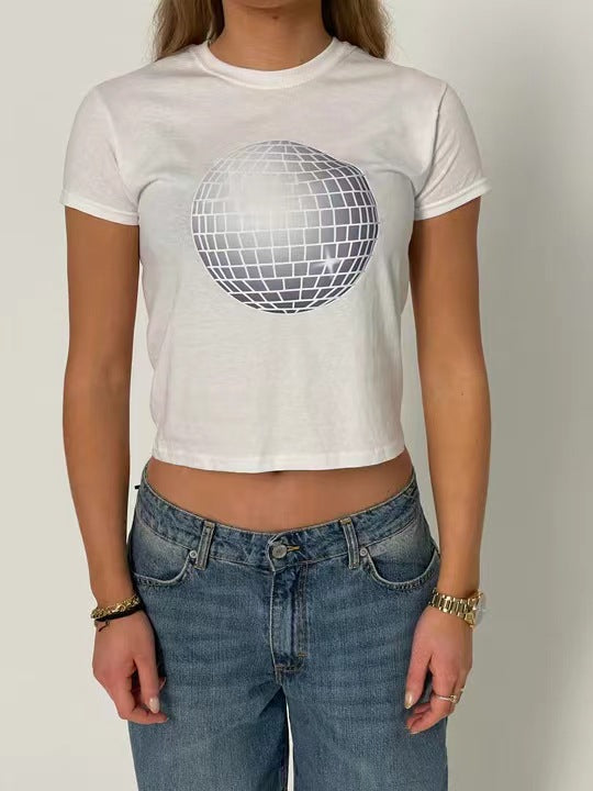 Women's Street Solid Color Printing Round Neck Fashion Casual Short Sleeve