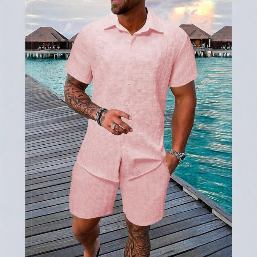 Summer Jacquard Black And White Solid Color Suit