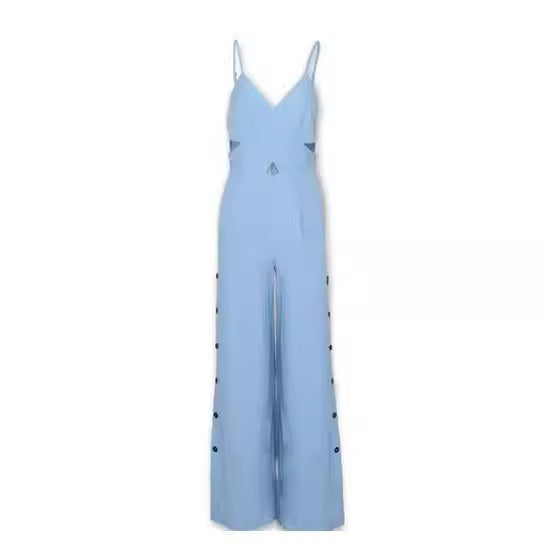 Ærmeløs udskåret camisole jumpsuit med høj talje og i ensfarvet slim-fit