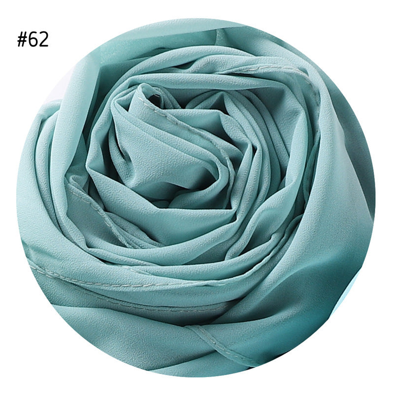 Women's Simple And Versatile Solid Color Pearl Chiffon Scarf